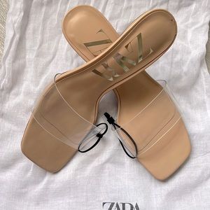 Zara Low Heel Clear Sandals